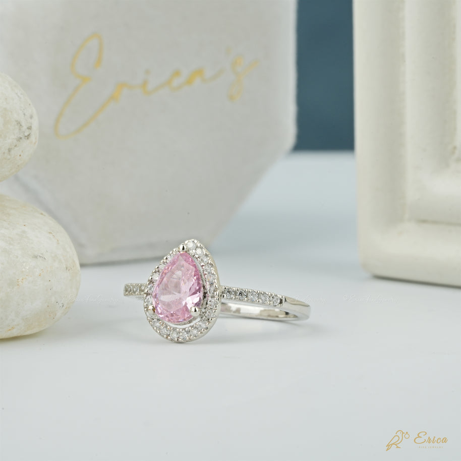The Rosé - Pink Pear Halo Ring
