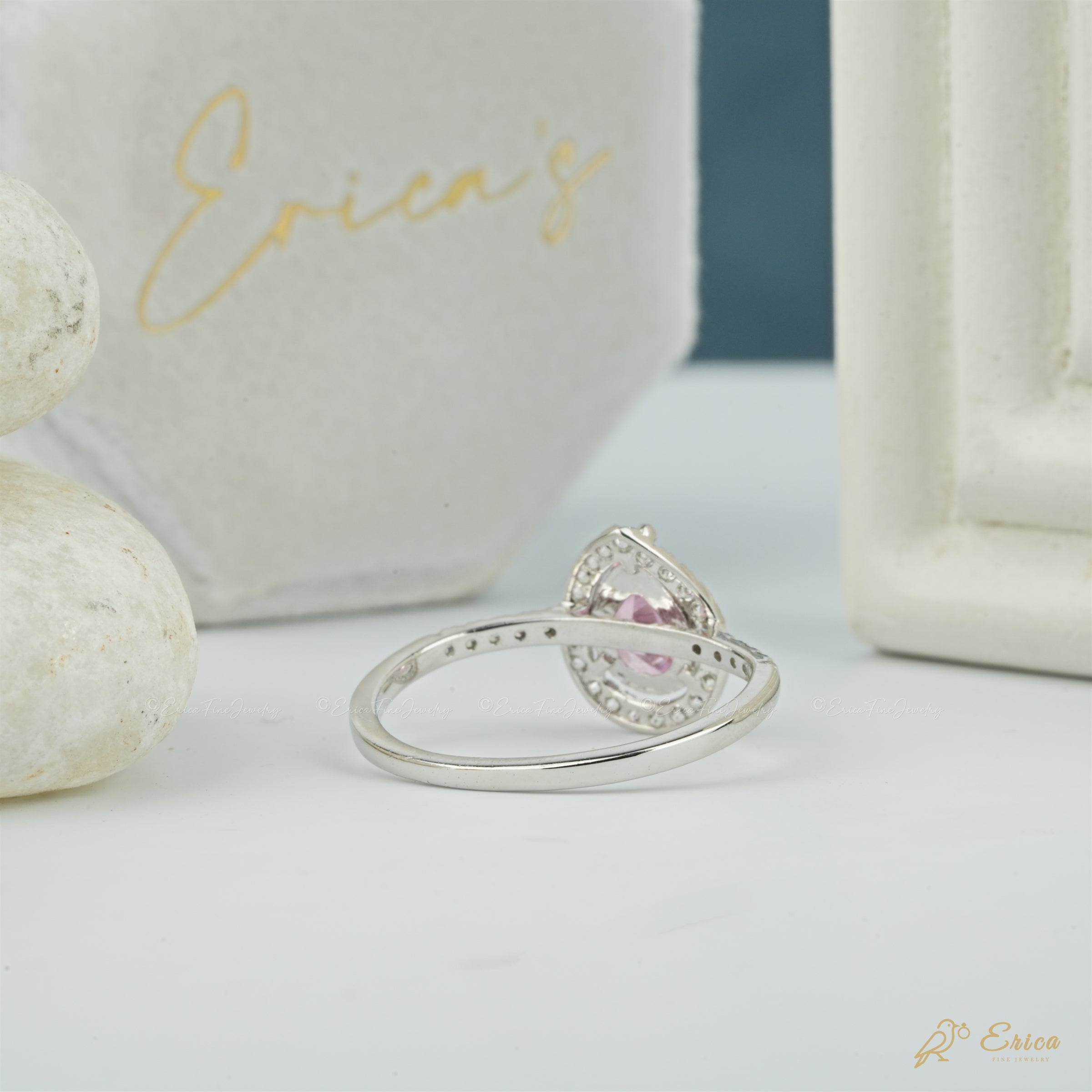 The Rosé - Pink Pear Halo Ring