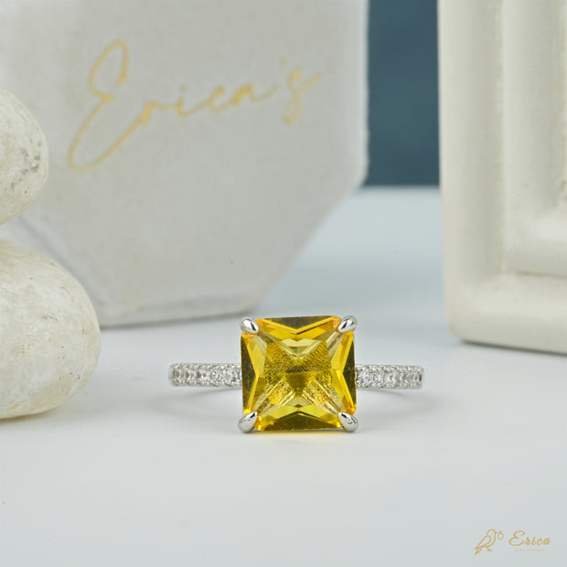The Citrine - Yellow Princess Cut Ring