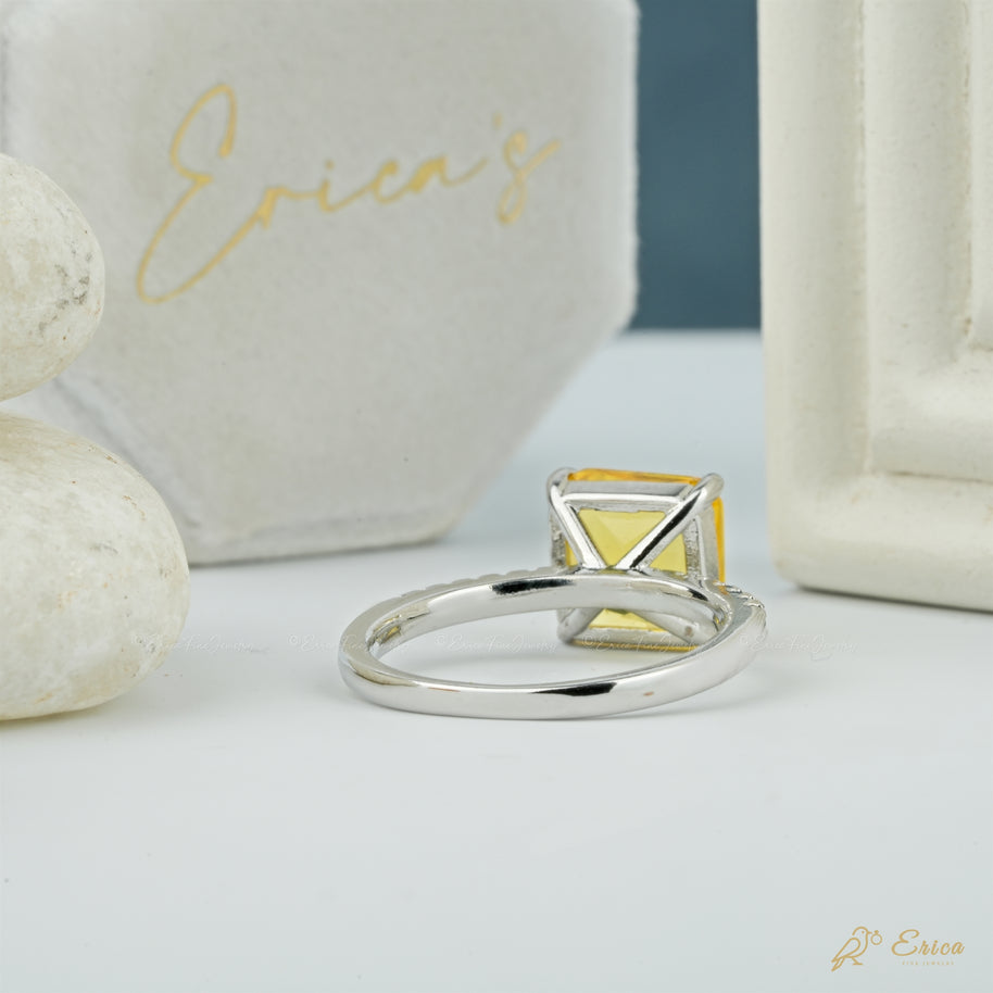 The Citrine - Yellow Princess Cut Ring