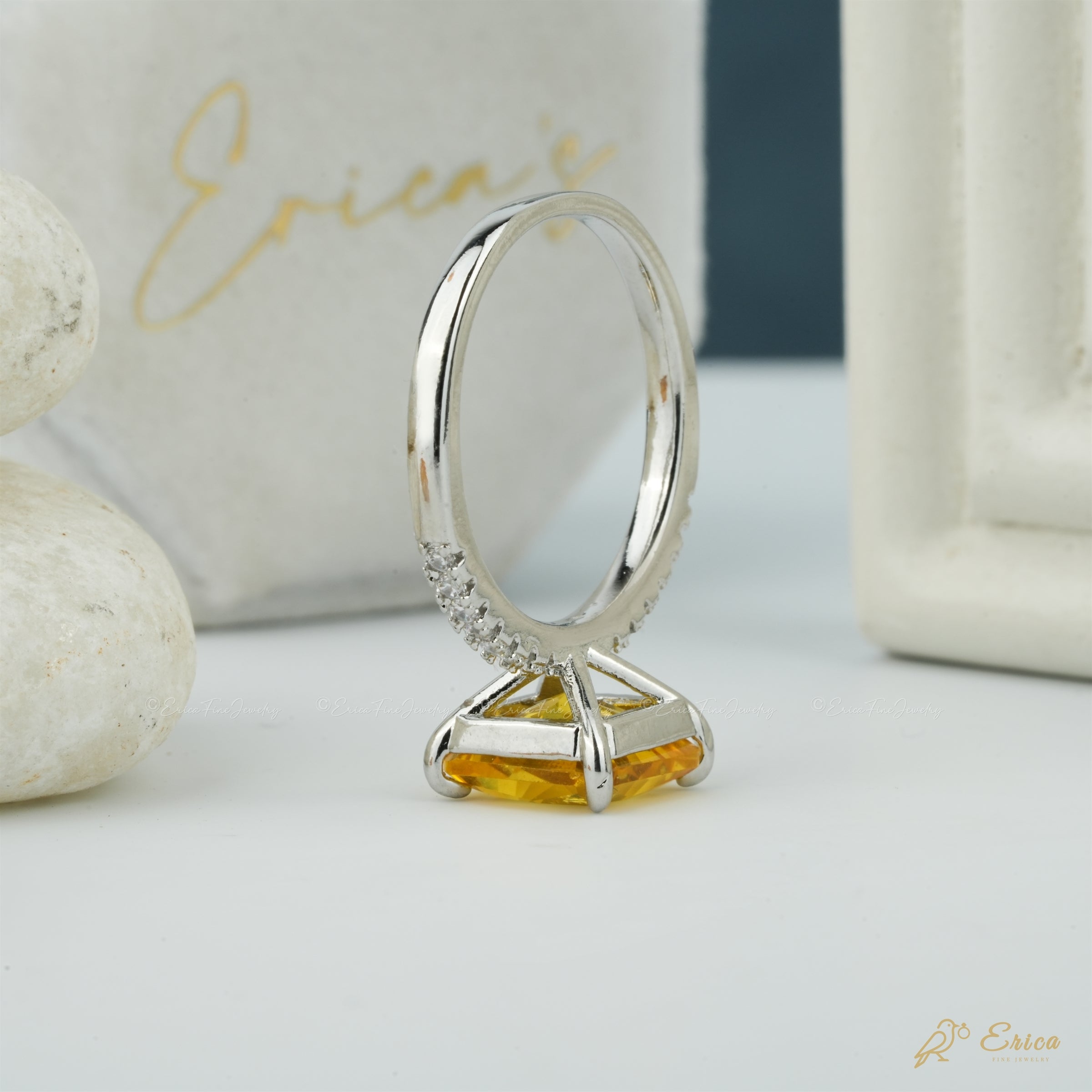 The Citrine - Yellow Princess Cut Ring