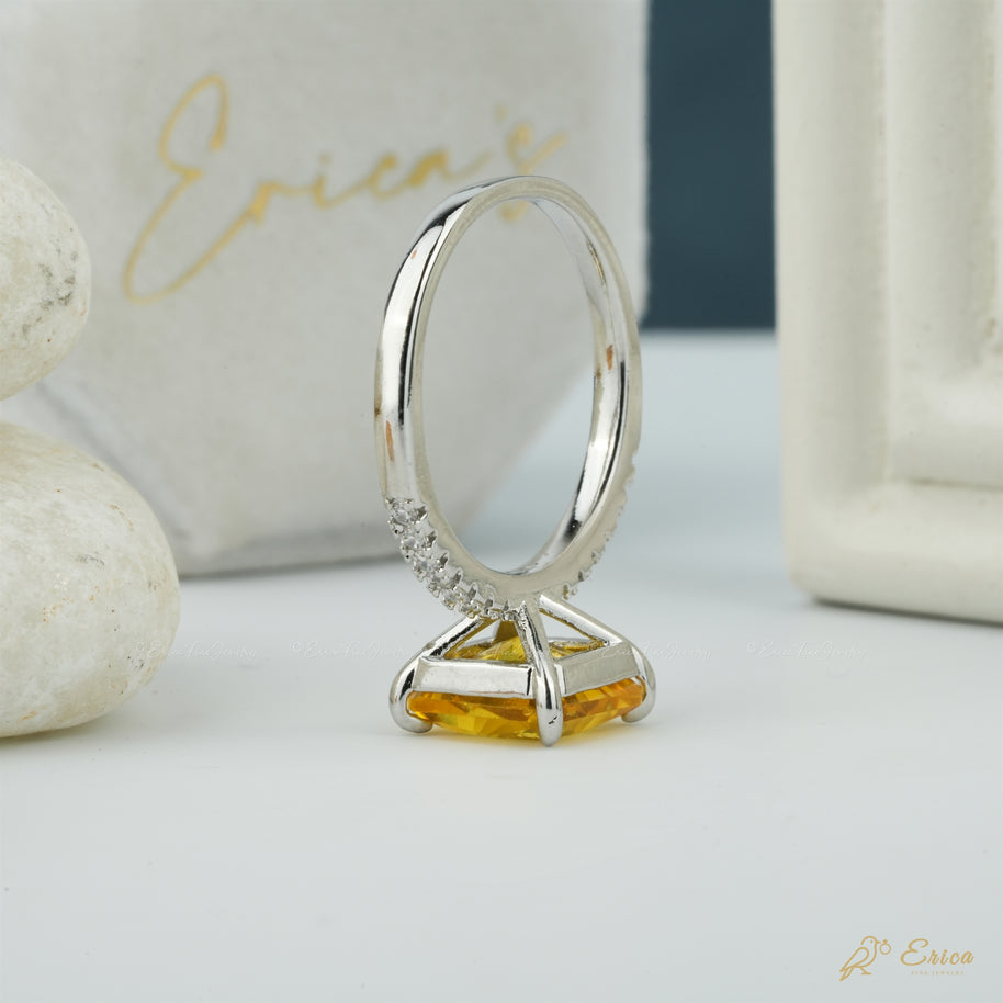 The Citrine - Yellow Princess Cut Ring