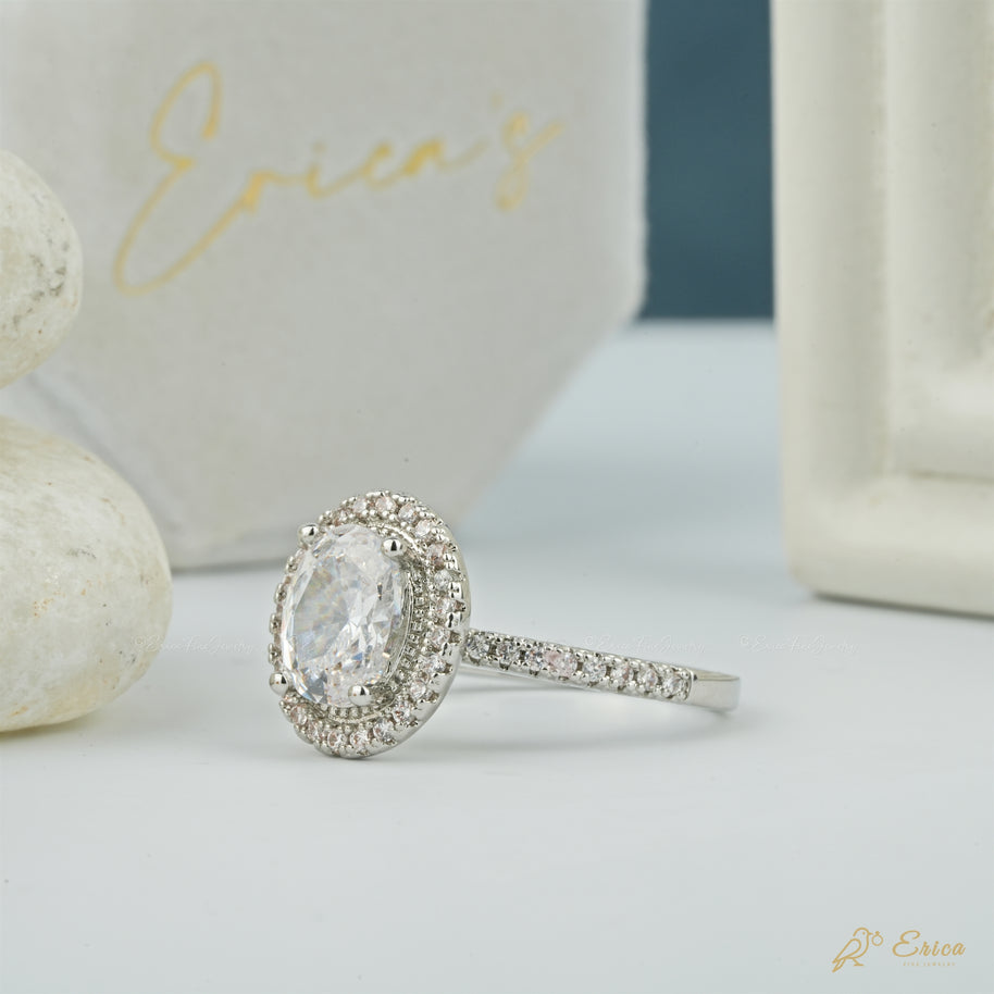 The Duchess - Oval Halo Pavé Ring
