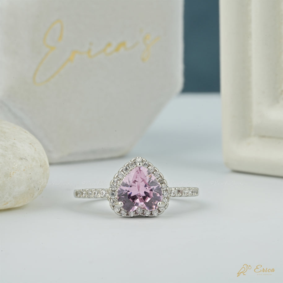The Valentine - Pink Heart Halo Ring
