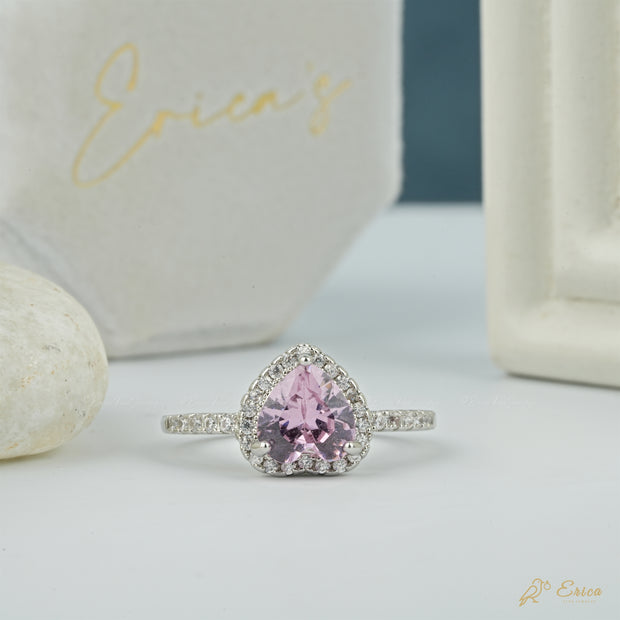 The Valentine - Pink Heart Halo Ring