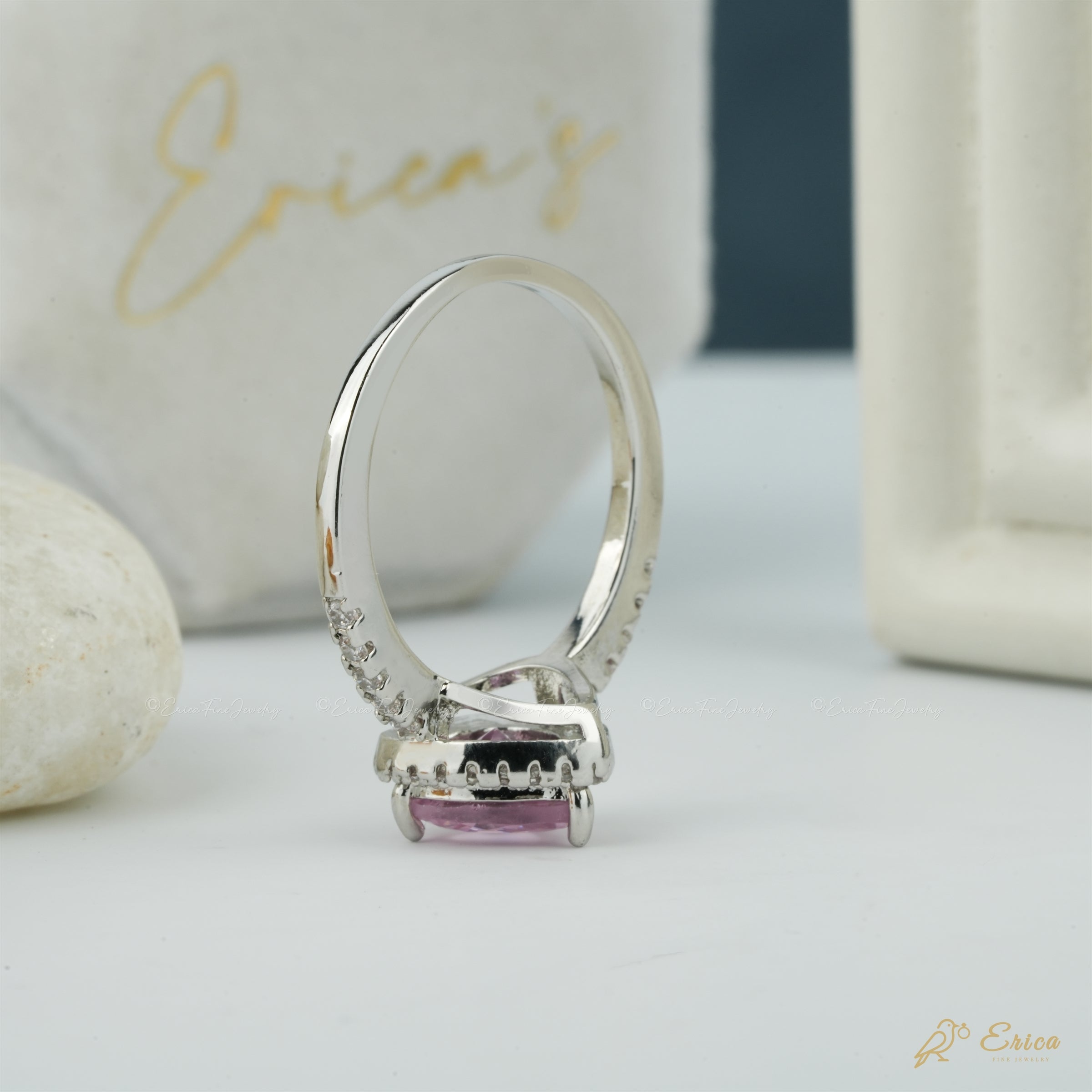 The Valentine - Pink Heart Halo Ring