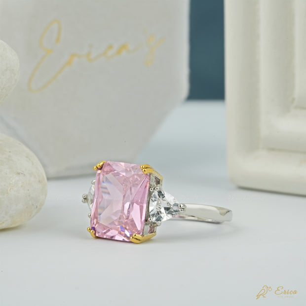 The Blush - Pink Radiant Lab Grown Diamond Three Stone Ring