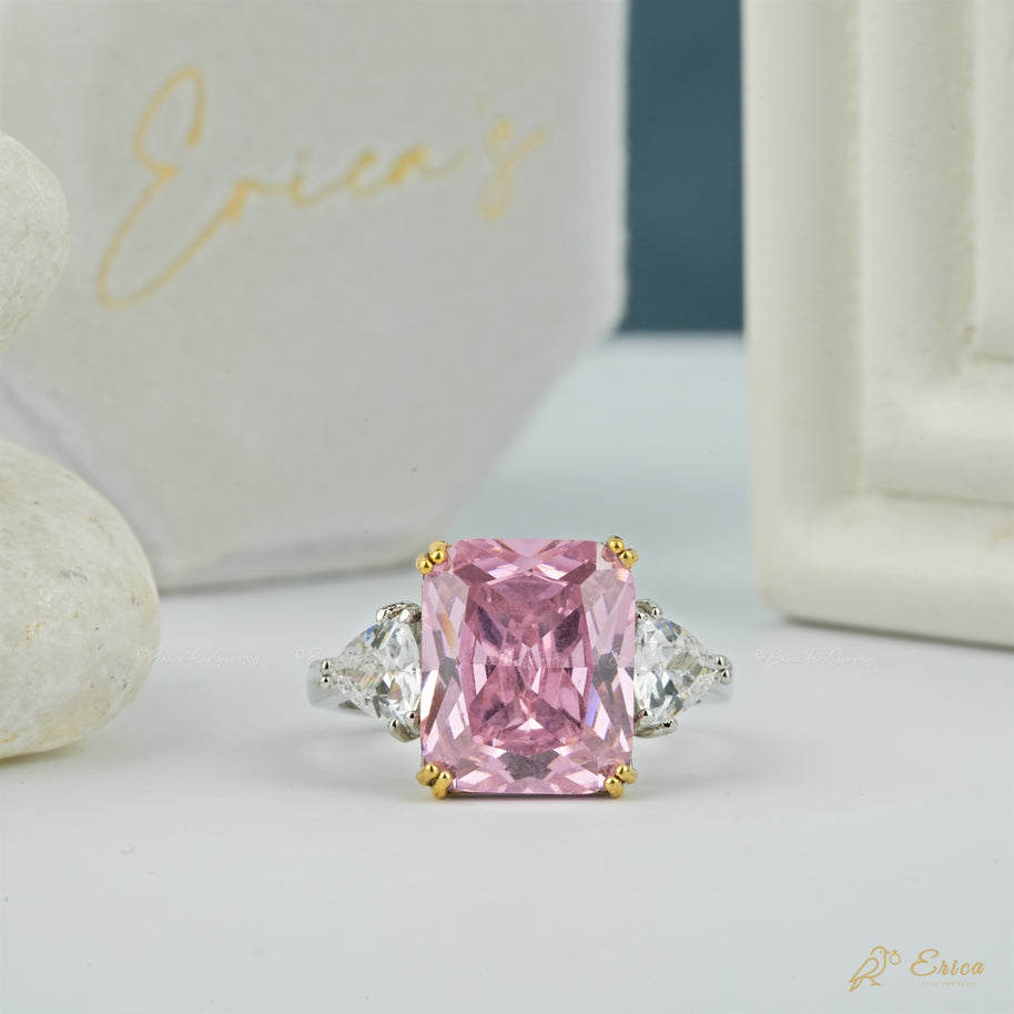The Blush - Pink Radiant Three Stone