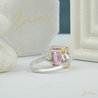 The Blush - Pink Radiant Three Stone