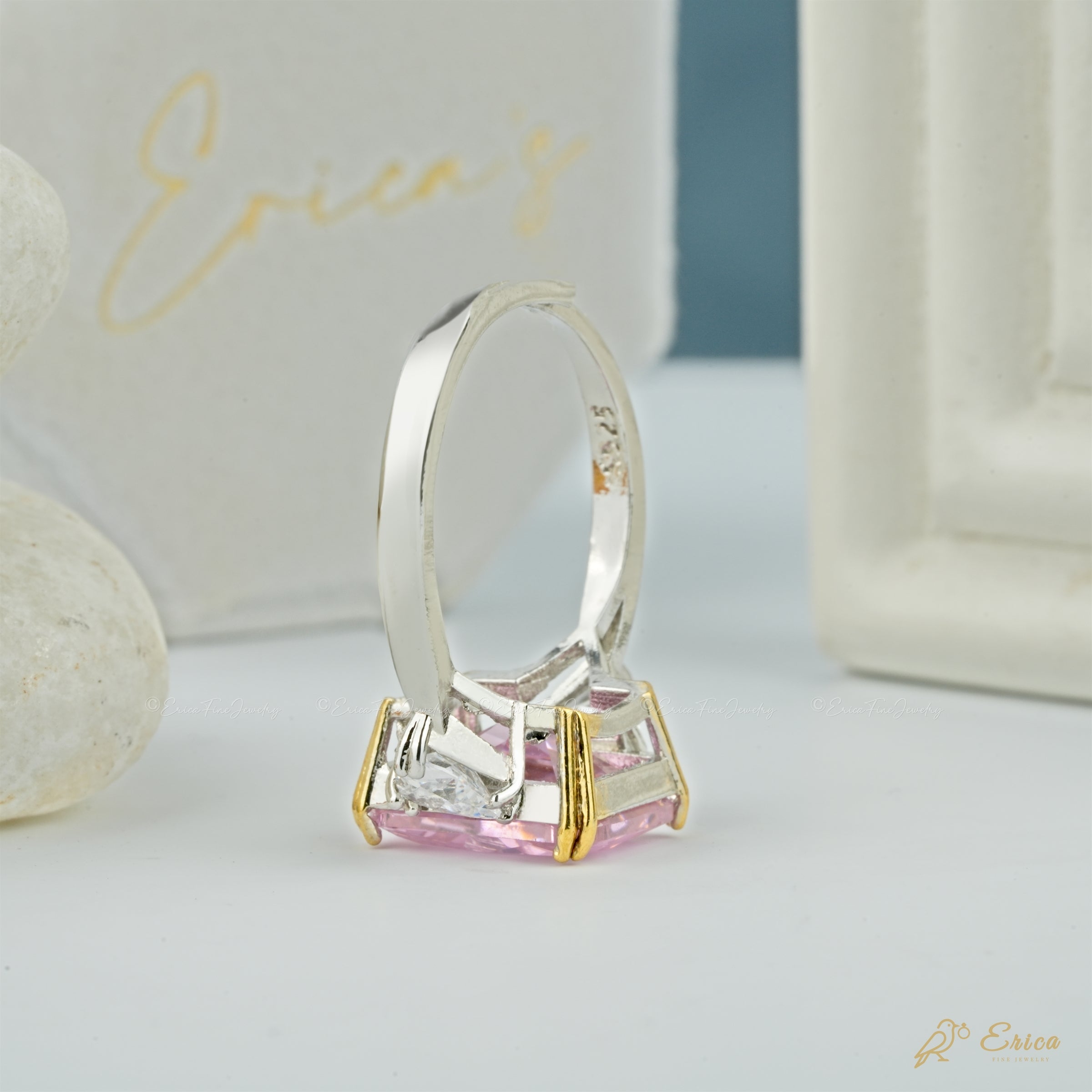 The Blush - Pink Radiant Three Stone