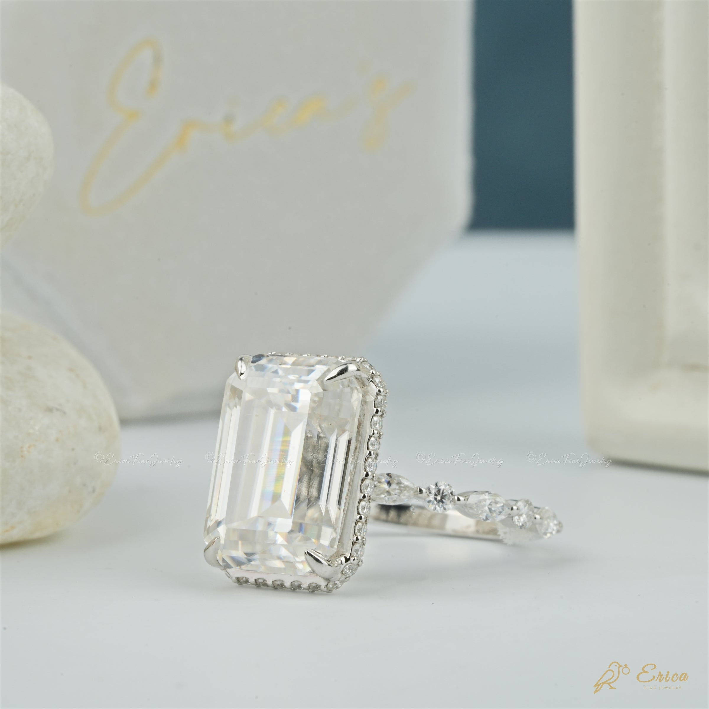 The Regency - Emerald Milgrain Halo