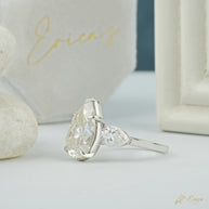 The Blossom - Pear Three Stone Filigree