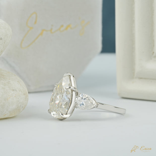 The Marina - Pear Lab Grown Diamond Three Stone Filigree Ring