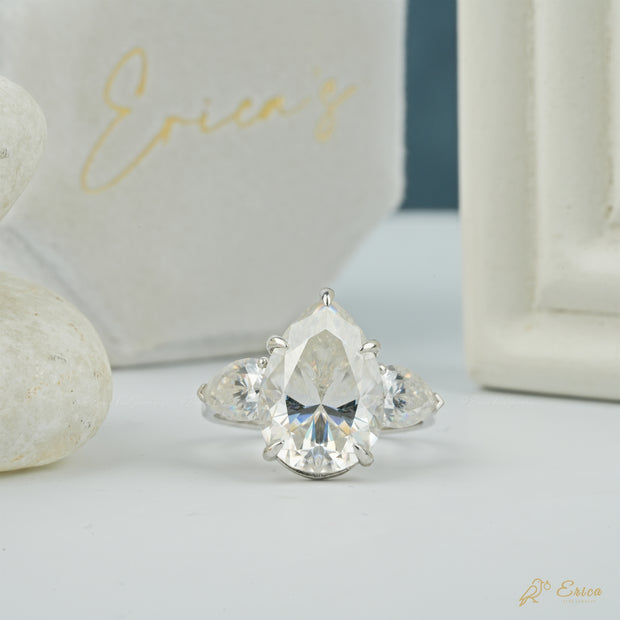The Blossom - Pear Three Stone Filigree