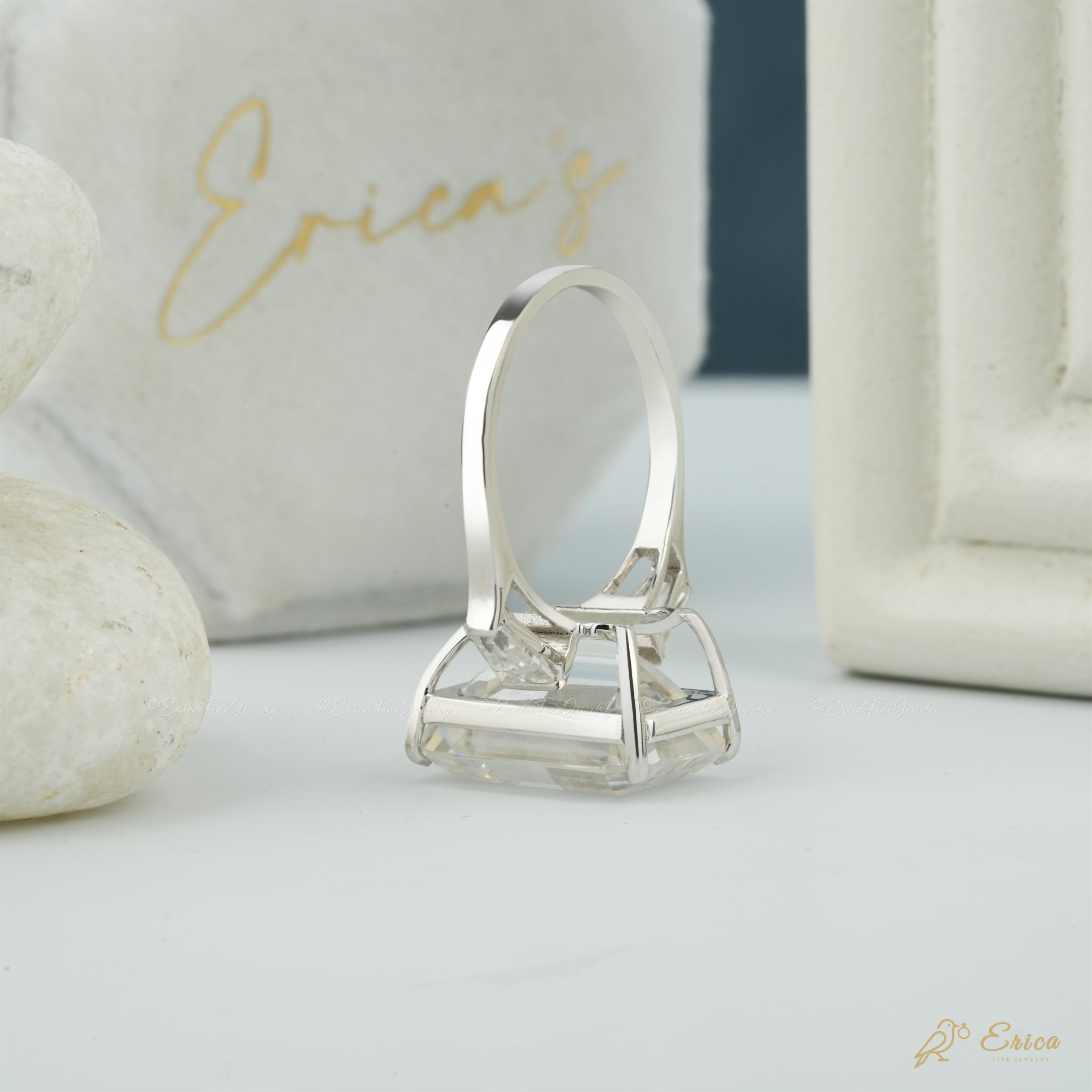 The Gatsby - Emerald Three Stone with Baguettes