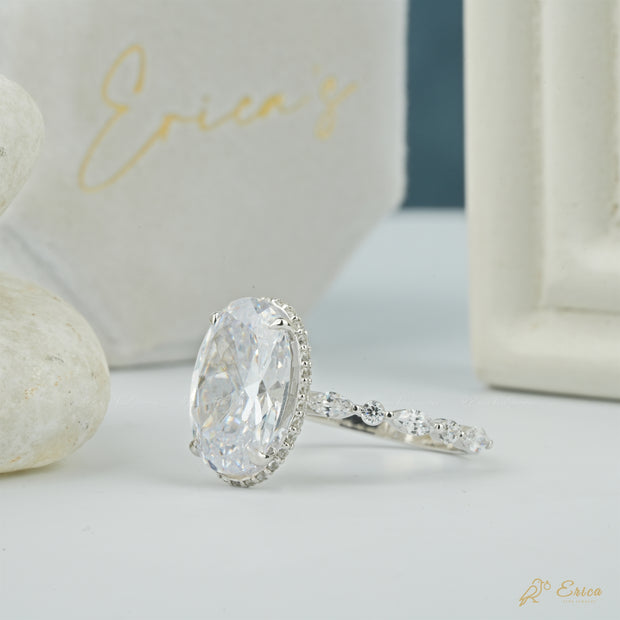 The Aurora - Oval Lab Grown Diamond Hidden Halo Ring