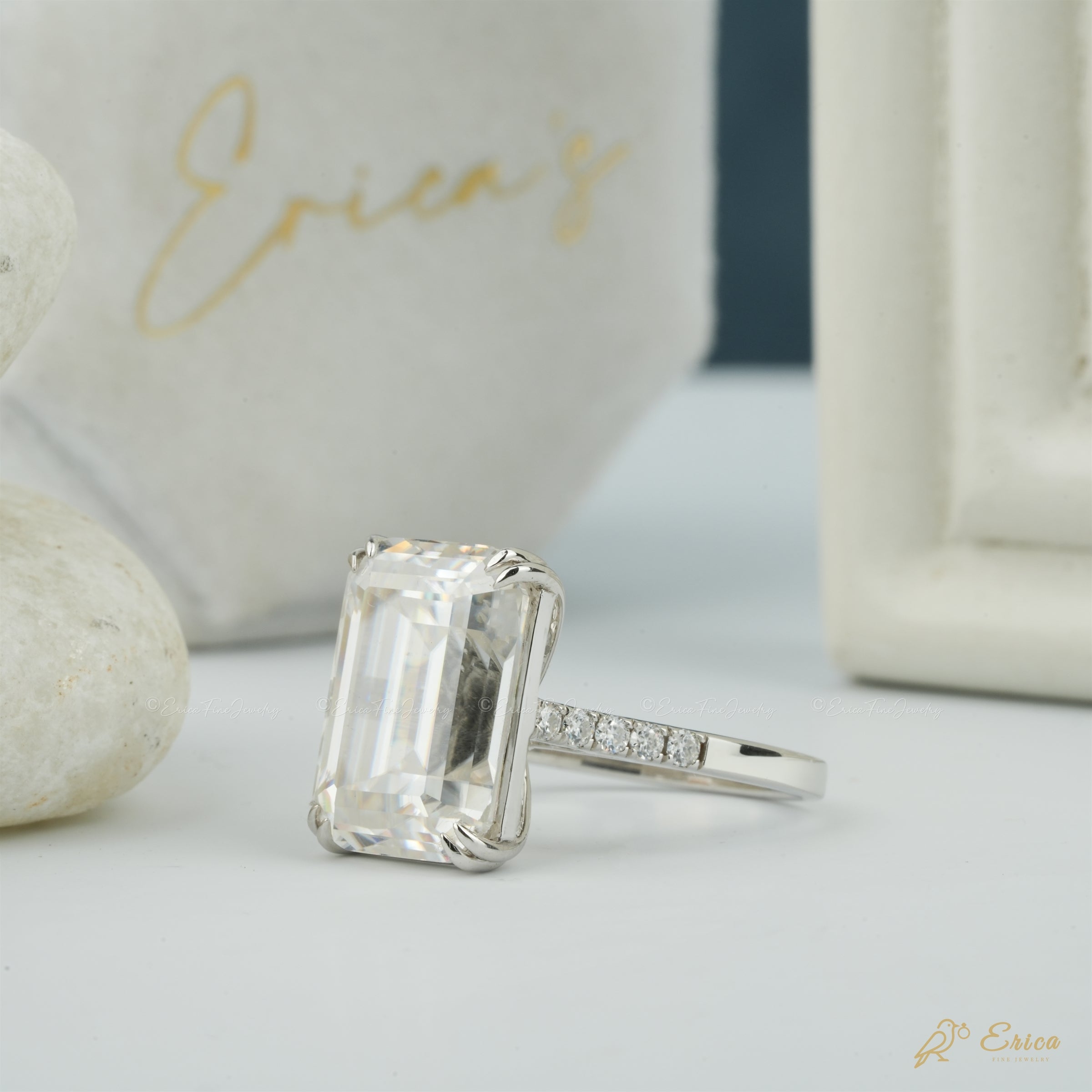 The Luxor - Emerald Solitaire Double Prong