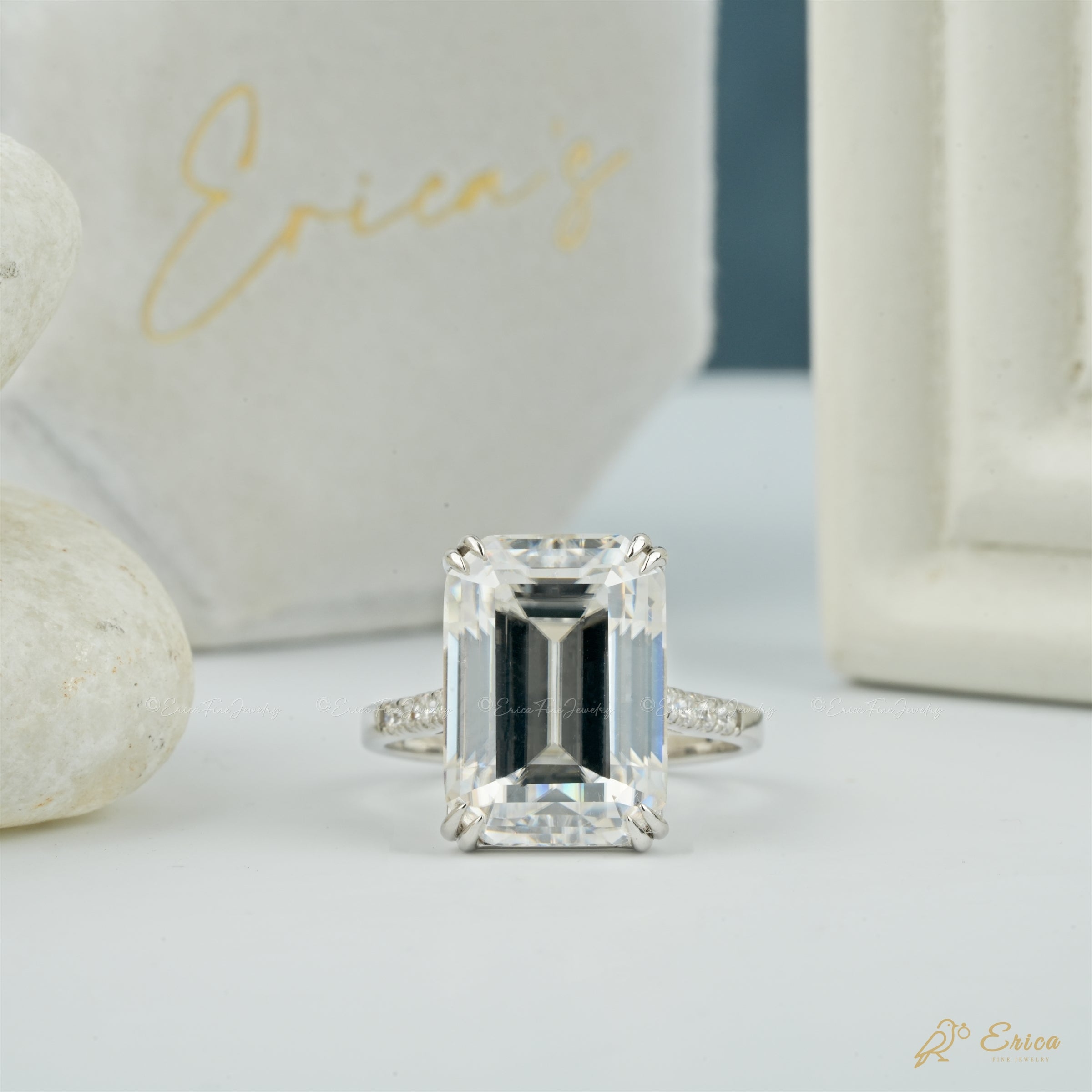 The Luxor - Emerald Solitaire Double Prong