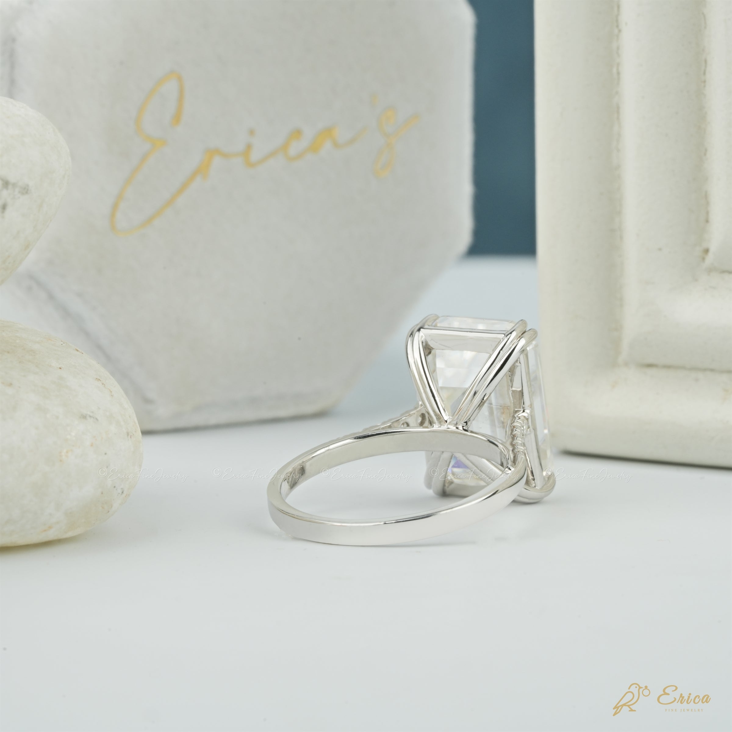The Luxor - Emerald Solitaire Double Prong