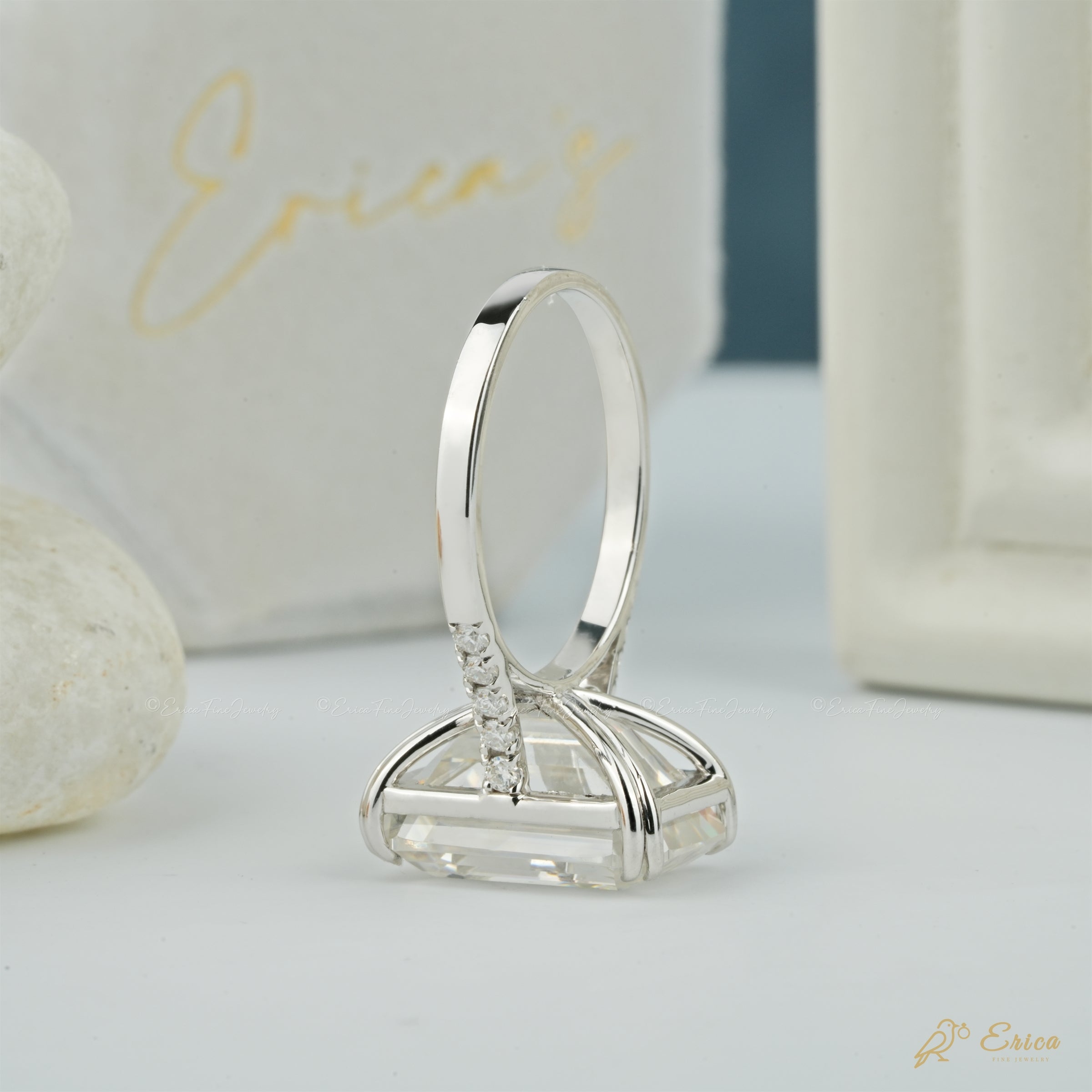 The Luxor - Emerald Solitaire Double Prong