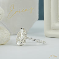 The Dewdrop - Pear Hidden Halo Station Ring