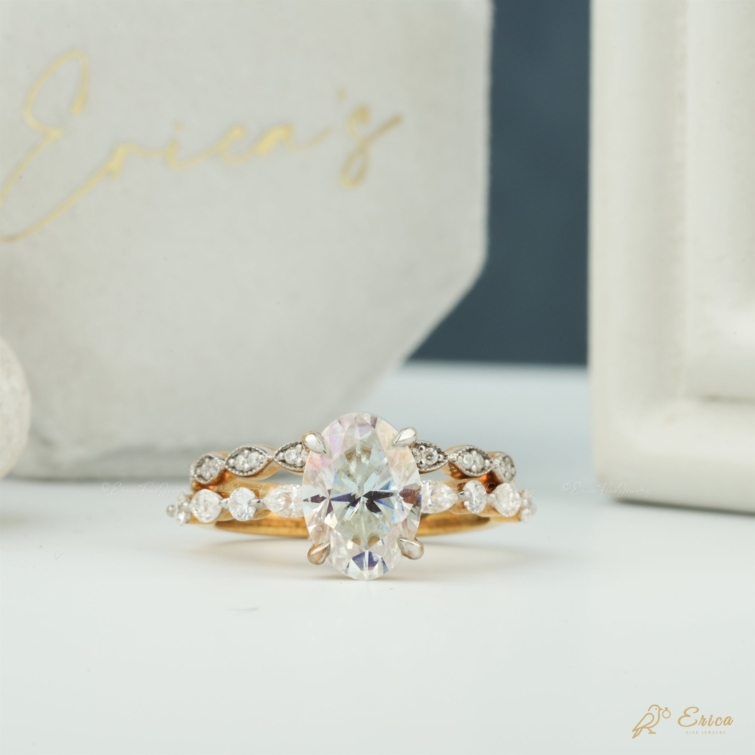The Heirloom - Oval Milgrain Bridal Set