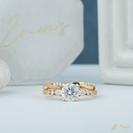 The Entwined - Round Bridal Set with Twisted Bands