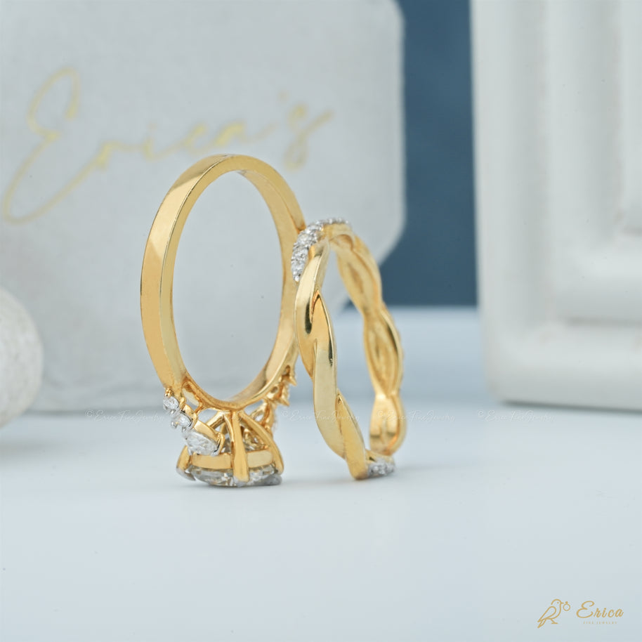 The Entwined - Round Bridal Set with Twisted Bands