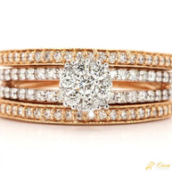 The Elantra - Round Diamond Halo Pave Bridal Set Engagement Ring