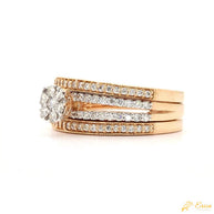 The Elantra - Round Diamond Halo Pave Bridal Set Engagement Ring